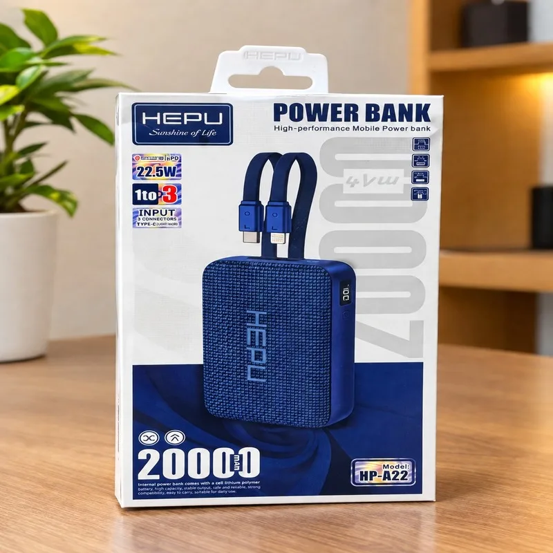 POWER BANK 20000MAH 22.5W AVEC CÂBLES INTÉGRÉS