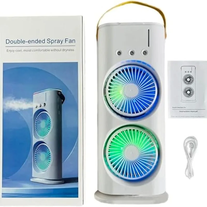 MINI CLIMATISEUR PORTABLE DOUBLE VENTILATEUR AVEC BRUMISATEUR ET LED