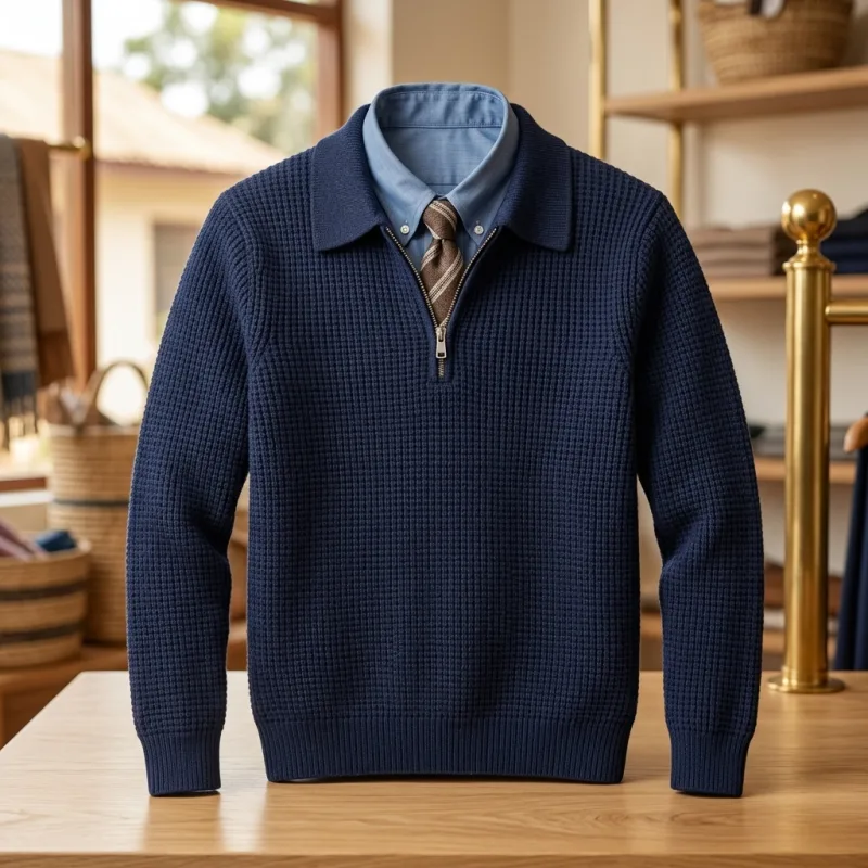 PULL HOMME COL MONTANT ZIPPÉ – NOIR