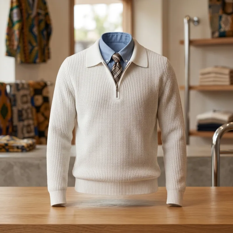 PULL HOMME COL MONTANT ZIPPÉ
