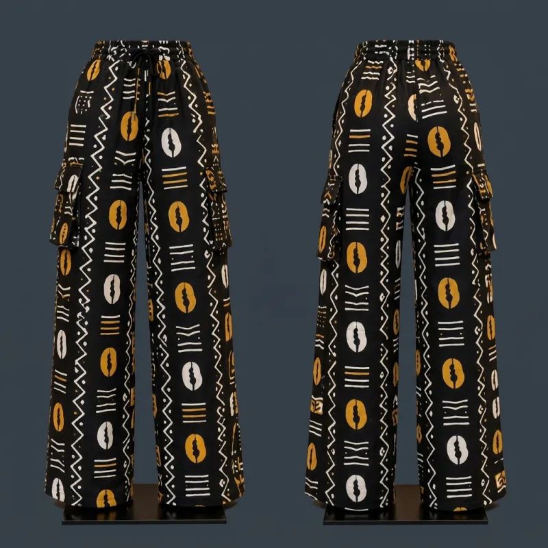 PANTALON FEMME CHIC ET TENDANCE À IMPRIMÉ GÉOMÉTRIQUE