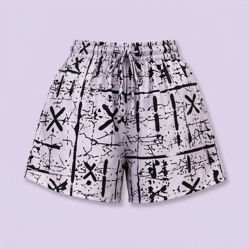 CULOTTE FEMME SHORT LARGE IMPRIMÉ GRAPHIQUE