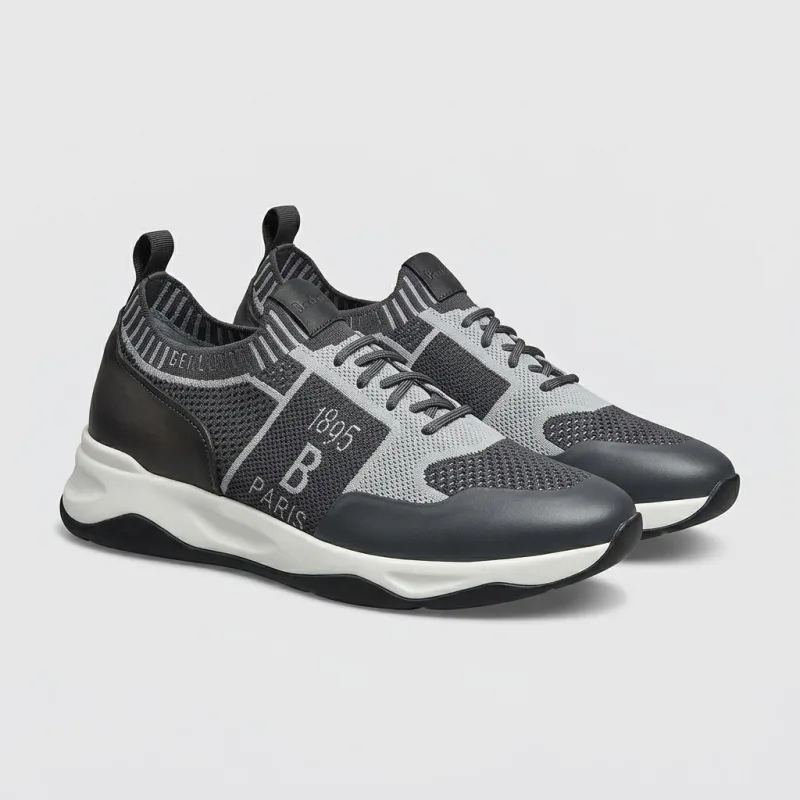 BASKET BERLUTI PARIS 1895 GRIS NOIR - SNEAKER MAILLE CHIC ET CUIR ÉDITION PREMIUM