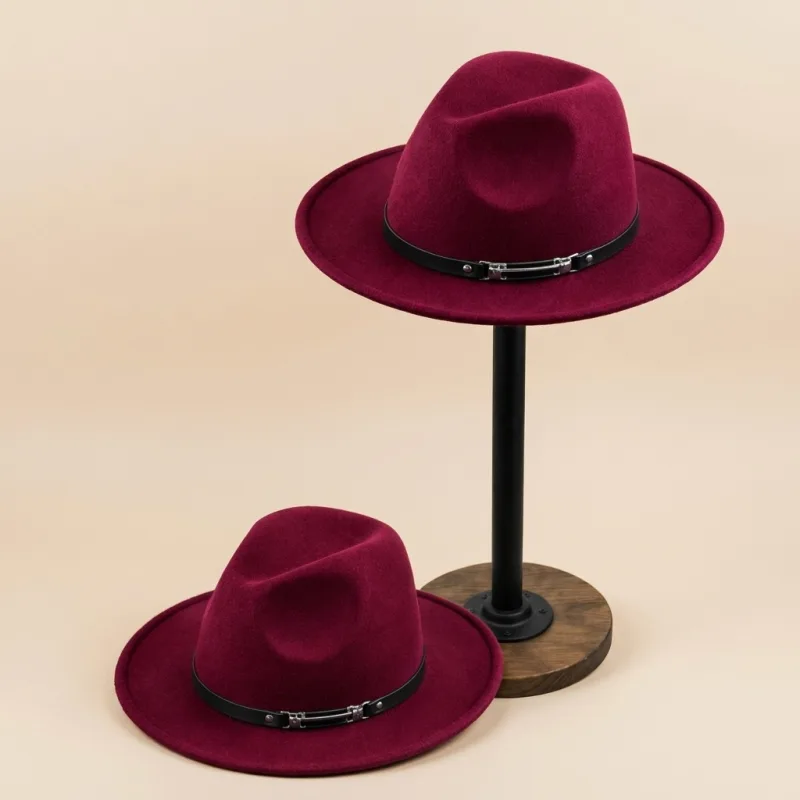 CHAPEAU FEDORA PRESTIGE SIGNATURE D'ÂME - BORDEAUX VELOURS & CEINTURE CUIR NOIR ÉDITION CLASSY