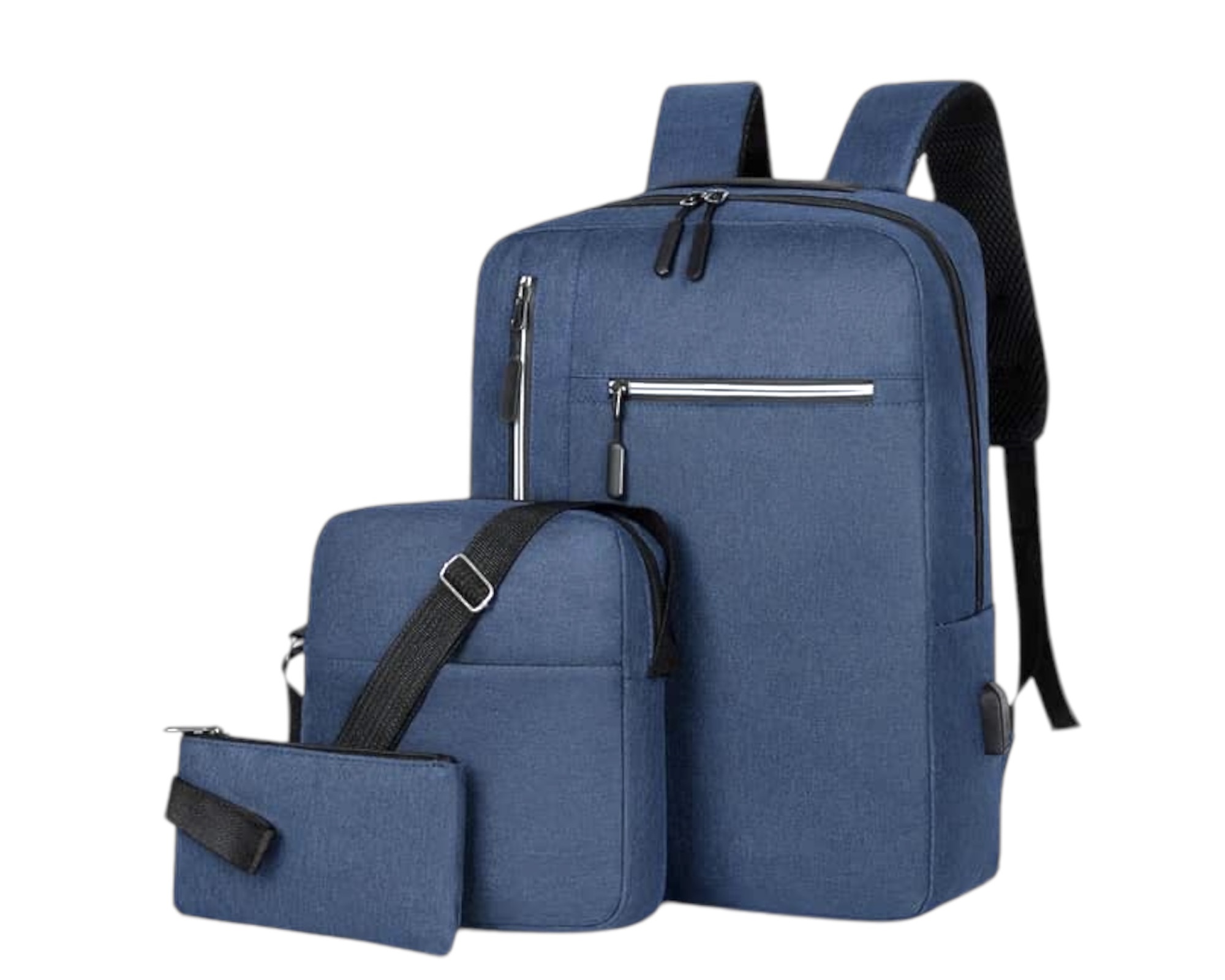 Sac à Dos collégiens avec port usb (bleu)